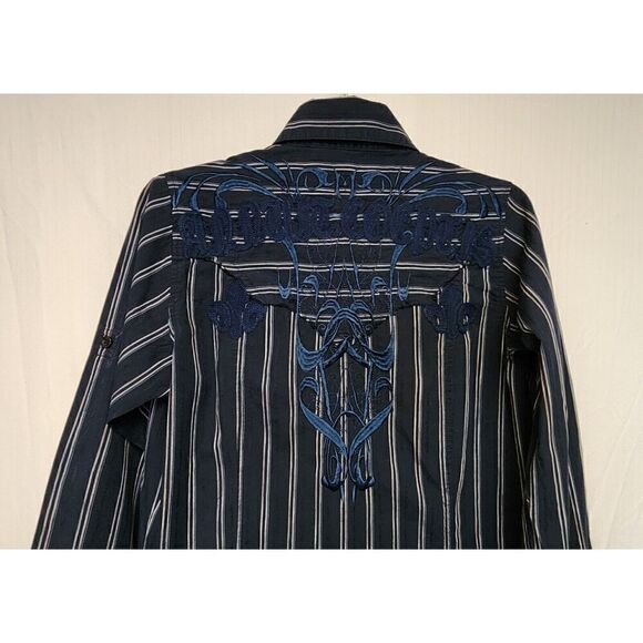 Mens Monarchy Button Down Embroidered Raw Hem Detail Size Small - Picture 4 of 9